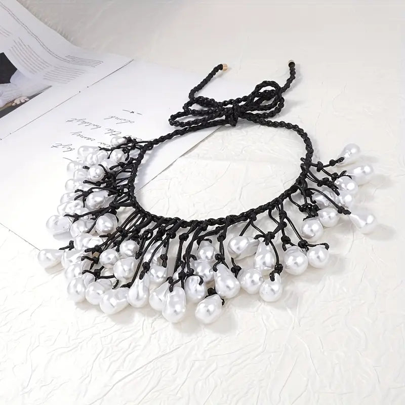 Baroque Pearl Macramé Fringe Necklace