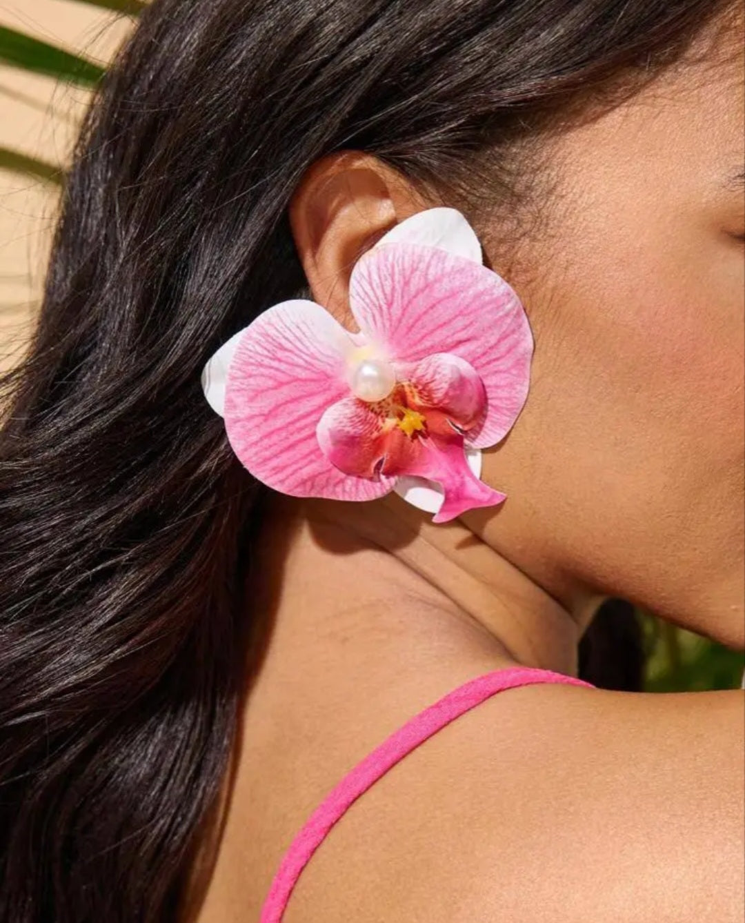 Travachic Faux Pearl Decor Niche Butterfly Orchid Stud Earrings, Casual Daily Wear