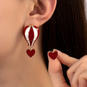 Fashionable Zinc Alloy Hot Air Balloon & Heart Drop Earrings for Women – Daily Wear Accessory