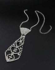 Elegant Tie-Shaped Necklace Adorned with Glitter and Rhinestones, Adjustable, Perfect for Trendy Occasions Like Graduation Parties, Valentine’s Day, and Mother’s Day – Ideal Gift