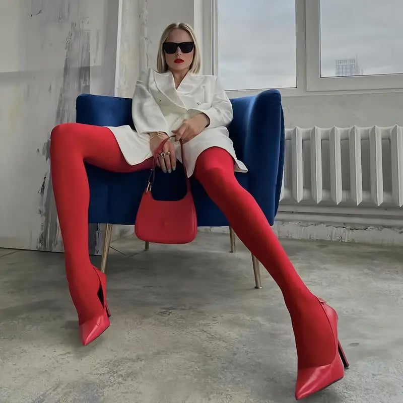 1 Pair Women's Candy Color Tights, Suitable For Fashionable Wears, Cozy