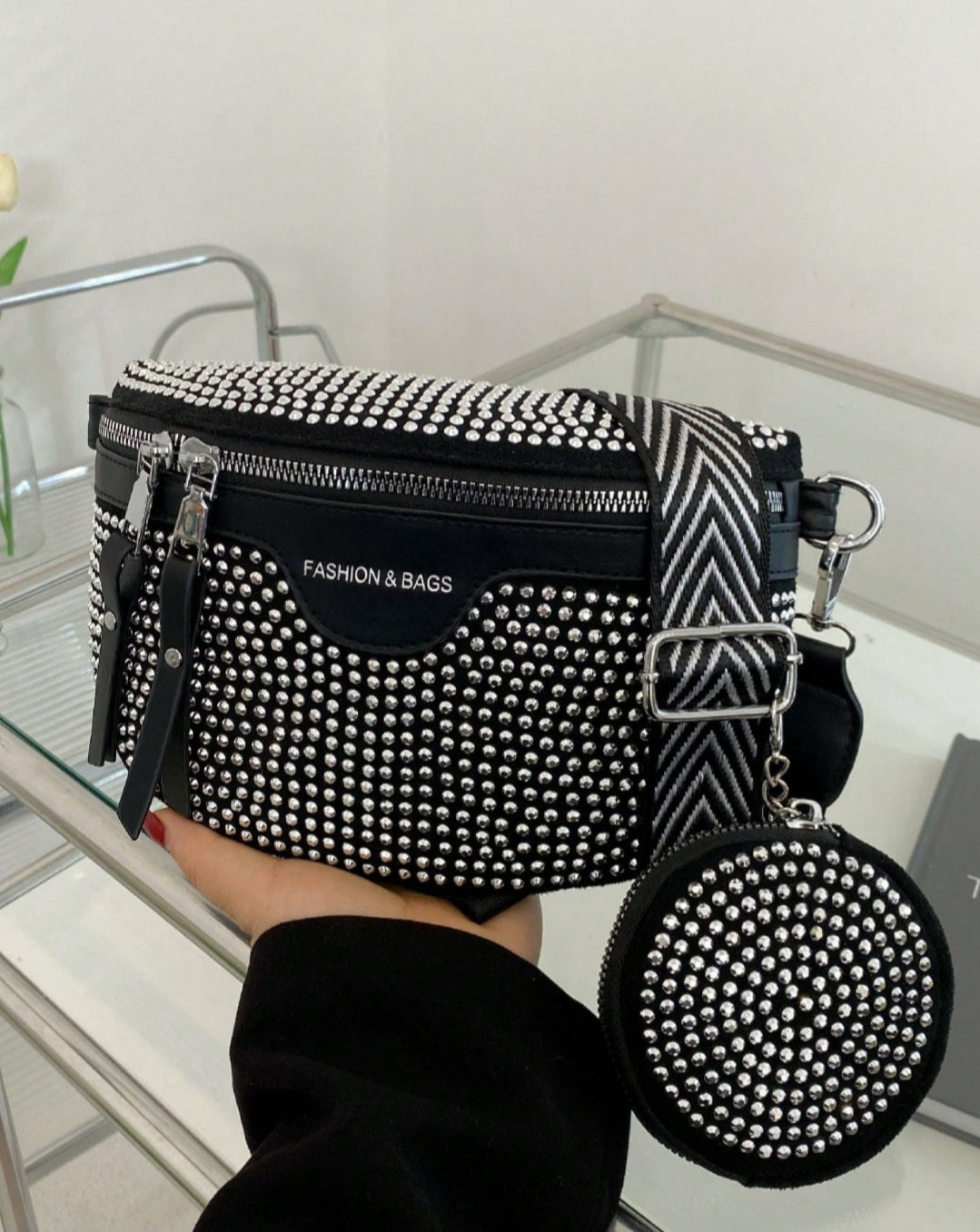 Bling Rhinestone Fanny Pack & Chest Bag BY SHEIN