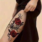 1pc Temporary Rose Tattoo Sticker, Sexy Rose Fake Tattoo for Women, Waterproof Arm & Leg Tattoo Decal, Single-Use Body Art Sticker