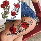 1pc Temporary Rose Tattoo Sticker, Sexy Rose Fake Tattoo for Women, Waterproof Arm & Leg Tattoo Decal, Single-Use Body Art Sticker
