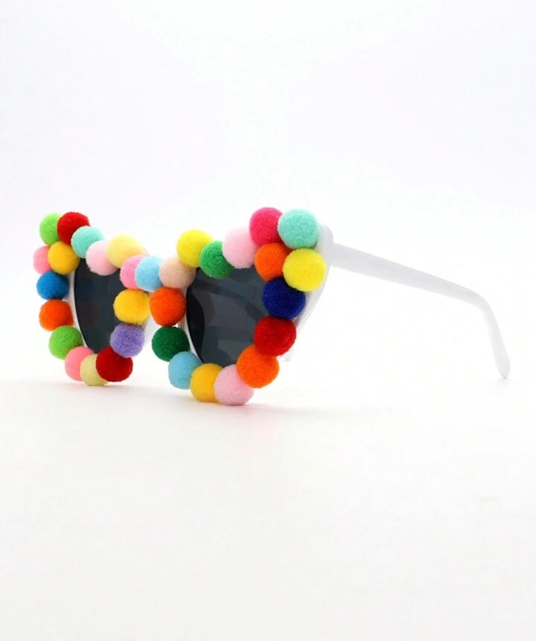 Trends2pcs Colorful Plush Ball Glasses And Earrings Set, Cute Heart-Shaped, Unique And Novel, Party And Dance Eyeglasses, Fun Eyeglasses Boho