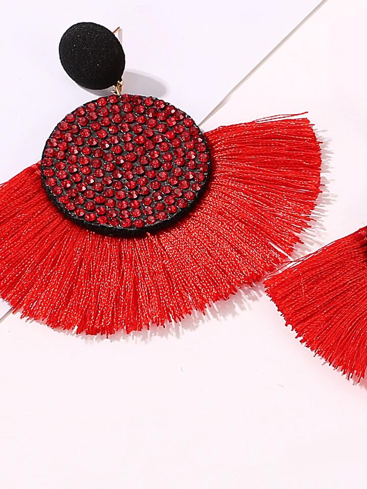 Colored Crystal Clip-On Earrings for Women, Charming Tassel Jewelry, Wedding Statement Earrings