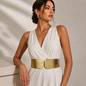 Gold Statement Wide Waist Belt