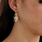 Ankh Earrings with Eye of Horus Detail