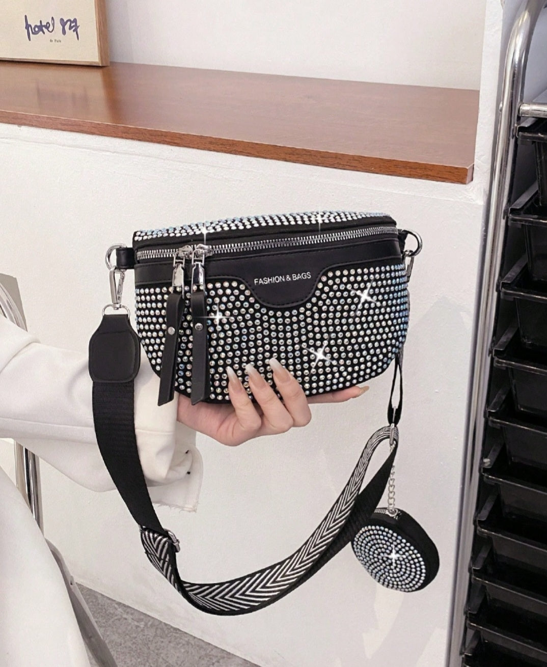 Bling Rhinestone Fanny Pack & Chest Bag BY SHEIN