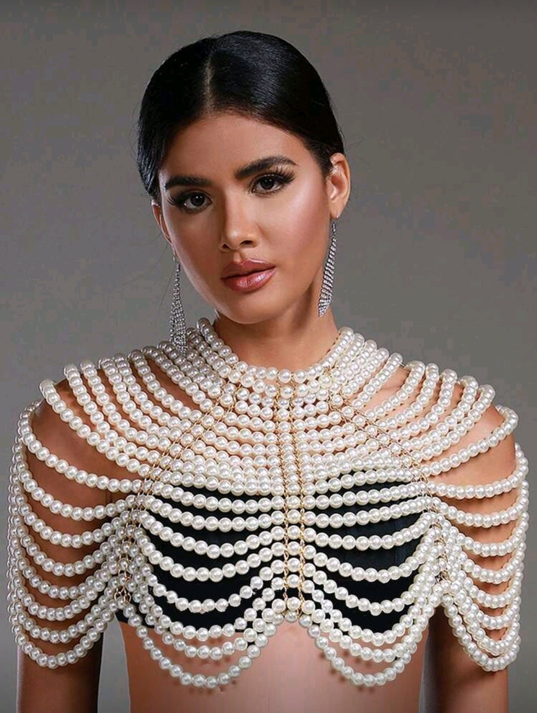 1pc Elegant Bohemian Handcrafted Multi-Layer Beaded Faux Pearl Body Chain - Ideal For Brides And Party Wear