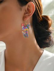 Bonsny Acrylic Cute Cat Earrings for Women and Girls, Large Long Dangle Earrings, Fashion Jewelry, Gifts, New Animal Style Accessories