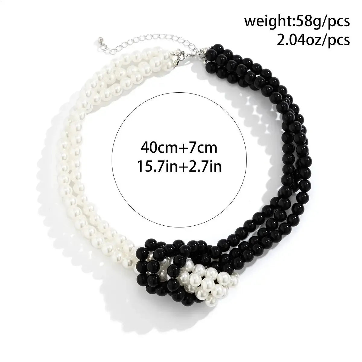 Ddmyoon Dainty Pearl Choker - سلسلة عظم الترقوة الفرنسية ، Fabric Multi -Layer Moon Choker