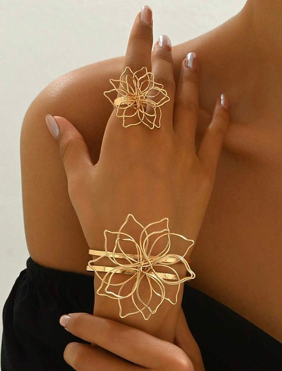 2pcs/set Wire Bangle & Ring Set