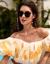 Tropiscape 1pc Fashionable Starfish And Shell Decorative Glasses Chain, Women's Ocean Style Metal Sunglasses Chain, Women's Glasses Anti Slip Chains, Suitable As Tourism And Vacation Sunglasses Decoration Chain Glasses Accessories For Women Vacay Vibes Va