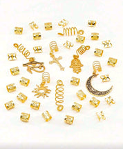 27PCS Gold Hair Jewelry for Braids Loc Jewelry Cross Braid Clips Multi Style Loc Dreadlock Beads Sprial Hair Decoration Metal Hair Cuffs Rings Braid Accessories for Women and Mens