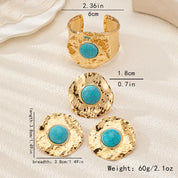 Glam Vintage Style Round Alloy Inlay Turquoise Women's Jewelry Set