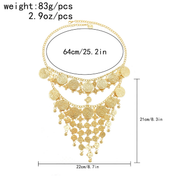 Gazelle Belly Dance Face Veil with Coin Chain Mask, Gold, One Size – Gypsy Jewelry Accessory for Halloween, Costume Parties, or Belly Dance Performances for Women