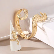 Adjustable Gold Seahorse Bracelet and Open Waterproof Stylish Women Jewelry Trendy Party Wear Accessories