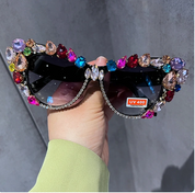 Luxury Crystal Oversized Cat Sunglasses Elegant Festival Party Eye Accessories