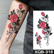 Tattoo Sticker, 1pc Flower & Snake Pattern Disposable Tattoo for Women, Rose Flower Adult Tattoo Decals, Realistic Fake Tattoo for Women and Girls