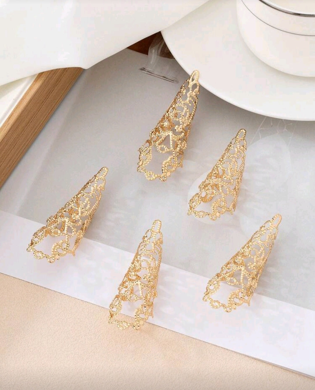 5pcs Luxurious Rhinestone Nail Rings Set, Perfect For Women Dance Performances, Parties And Gatherings