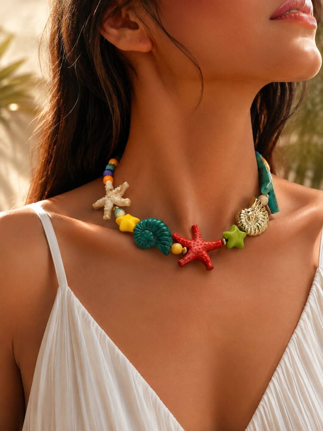 Vibrant Marine: Playful Summer Ocean Charm Choker
