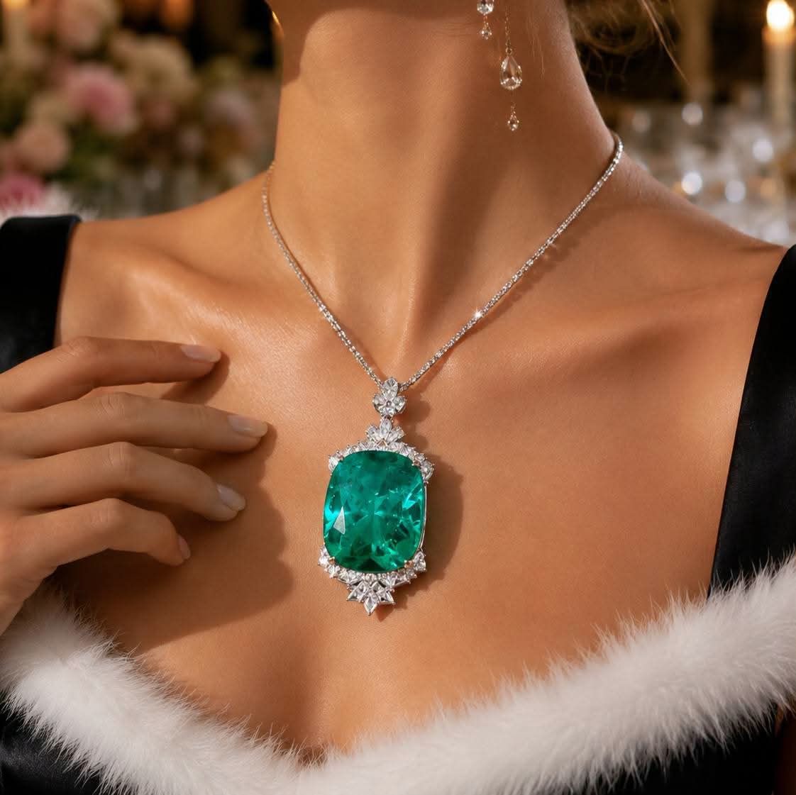 Green Emerald CZ Tennis Necklace