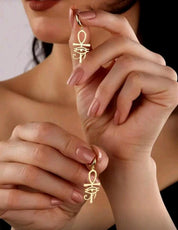 Ankh Earrings with Eye of Horus Detail