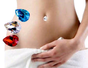 New! 3pcs/Set Non-Piercing Belly Button Rings Stickers – Faux Navel Jewelry with Crystal Heart & Teardrop Design Body Jewels