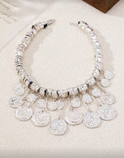 1 Pc New Vintage Style European & American Asymmetrical Metal Pendant Necklace, High-End Jewelry For Women