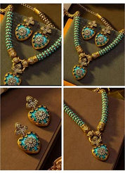 Luxurious Vintage Heart Necklace & Heart Earrings Set (Beautiful Jewelry Set)