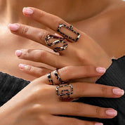 4pcs set bohemian style leopard print rings