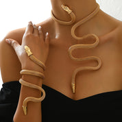 Flexible Snake Wrap Anklet – Versatile Metal Jewelry, Adjustable Gold-Tone Snake Design