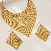 SHEIN NAIZHU 3pcs/Set Fashionable Women’s Exaggerated Leopard Print Metal Texture Necklace & Earrings Set
