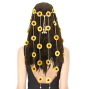 Joyci 8 Pieces Sunflower Hair Accessories Set Sunflower Headbands Hairpins Boho Hair Wreath Headdress Flower Headpiece for Wedding,Photo Shot,Hippie Party (Wreath Set A)