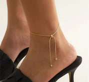 Stainless Steel Snake Chain Anklet, Adjustable, Gold and Silver Color, Beach Jewelry for Women and Girls