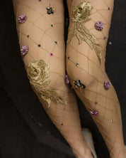 Fishnet Tights with Floral Pattern