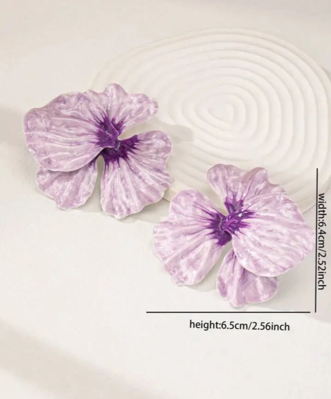 1 Pair Enameled Flower Petals Floral Statement Earring For Women Valentines