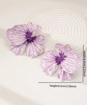 1 Pair Enameled Flower Petals Floral Statement Earring For Women Valentines