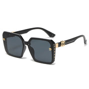 Women's Oversized Full Square Frame UV400 Sunglasses – Classic Black Design with Dark Gray Lenses