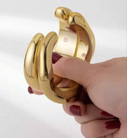 1 Set Golden Color Chunky Cuff Bangles Set For Women Water Proof Bangle Bracelets