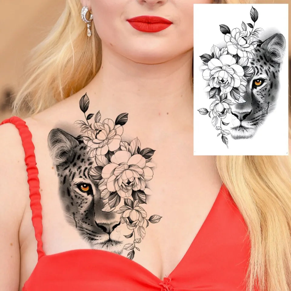 [SteadyINK] Waterproof Tattoo Sticker | Animal Series: Bear, Cat, Fox, Lion, Skull, Tiger, Wolf | Body Art for Makeup, Events, Music Festivals & Parties