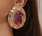 Gold earrings with rhinestones