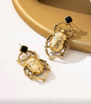 1 Pair Vintage Beetle Design Metal Earrings, Fashion & Versatile