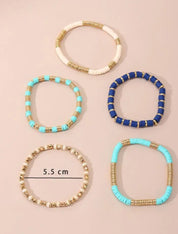 5pcs/set Color Block Beaded Bracelet