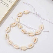 Bohemian Women’s Natural Shell Bracelets, Braided Rope Foot Anklet, Barefoot Girl Jewelry, Handmade Gift for Ladies