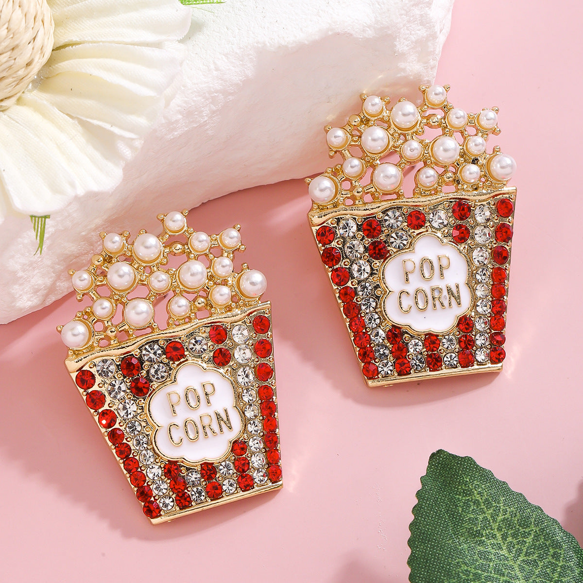 Diamond-Studded Popcorn Pearl Earrings – Trendy Fashion Earrings for Women