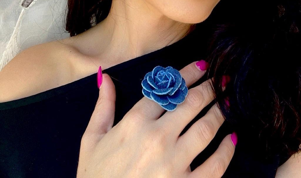 Handmade Blue Fabric Camellia Flower Brooches for Women, Lapel Pins, Corsage Jewelry, Badge Accessories.