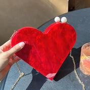 Heart Shape Acrylic Clutch Love Heart Purse Cute Evening Bag Marble Acrylic Handbag for Women Party Wedding