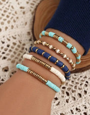 5pcs/set Color Block Beaded Bracelet